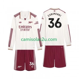Camisolas de futebol Arsenal Zubimendi 36 Criança Equipamento 3ª 2025/26 Manga Comprida